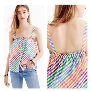 J. Crew Button-Front Top in Rainbow Gingham
